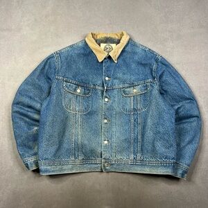 Vintage Stormrider Blue Denim Jacket with Tan Corduroy Collar